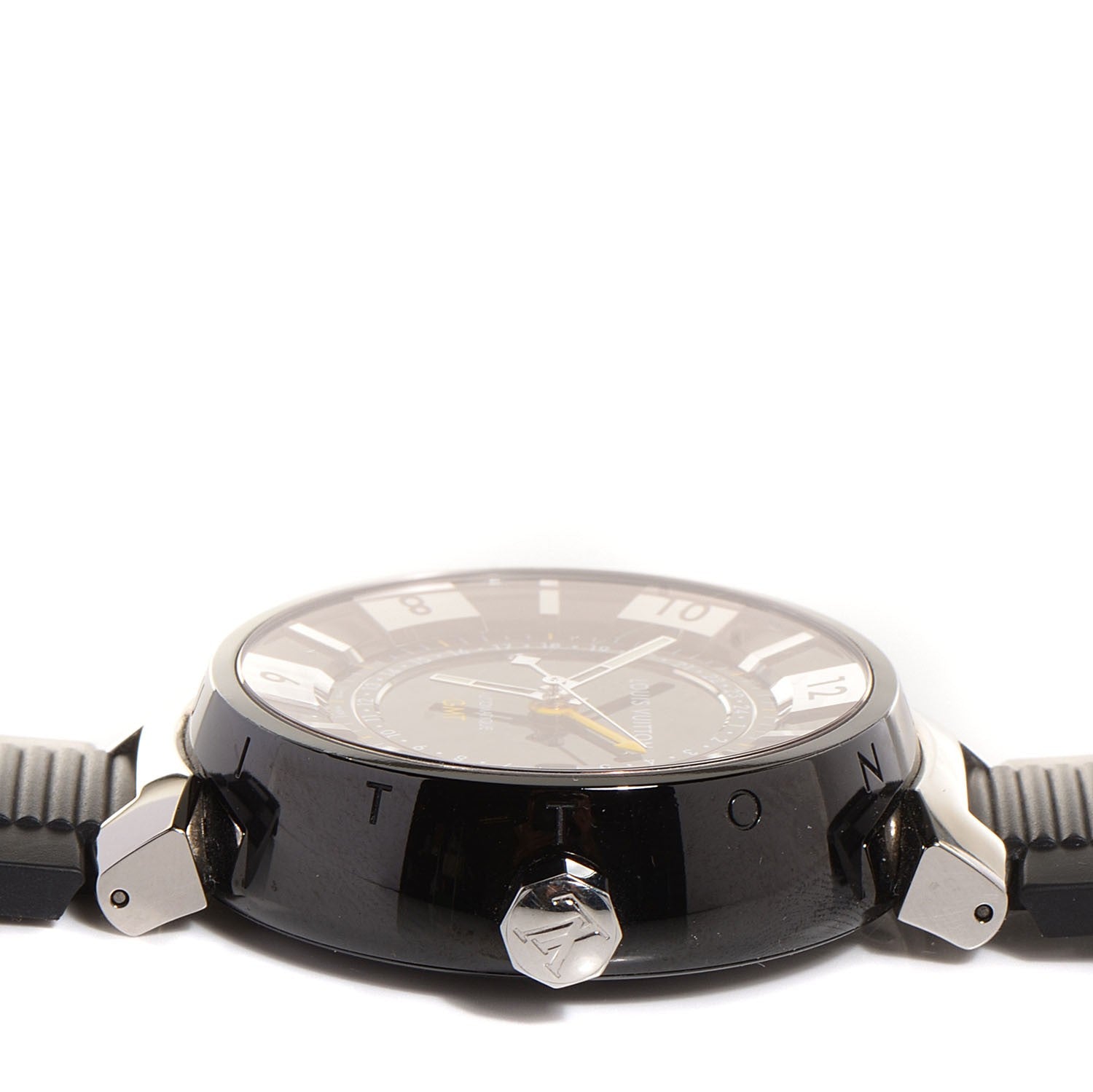 Louis Vuitton PVD Stainless Steel Rubber 41mm Tambour GMT Automatic Watch Black 3 of 8