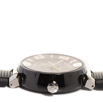 Louis Vuitton PVD Stainless Steel Rubber 41mm Tambour GMT Automatic Watch Black 3 of 8