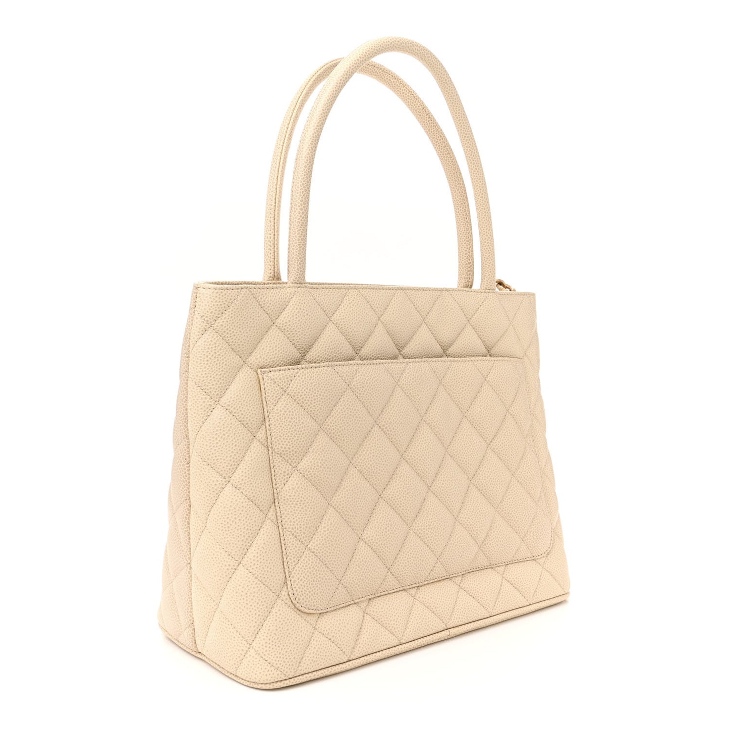 Caviar Quilted Medallion Tote Light Beige