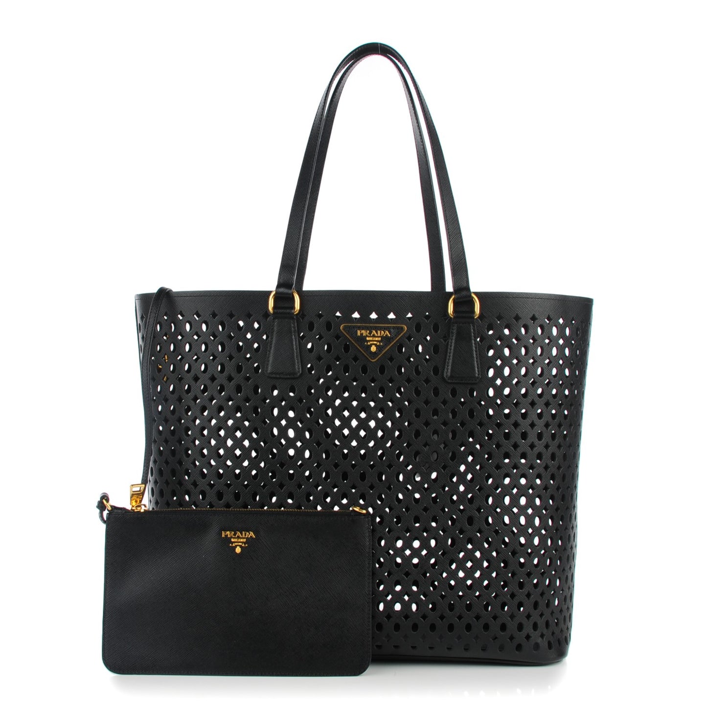 Saffiano Perforated Tote Black
