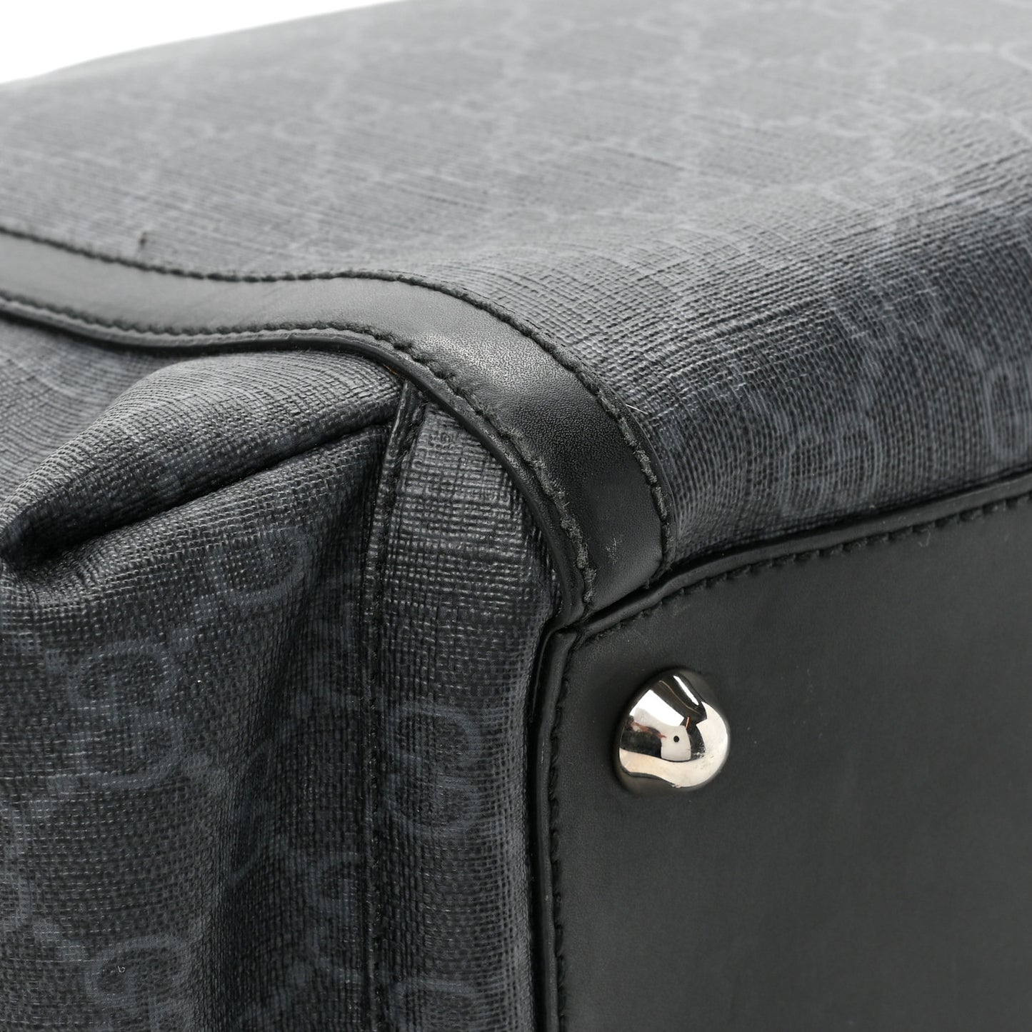 GG Supreme Monogram Web Messenger Diaper Bag Black Grey