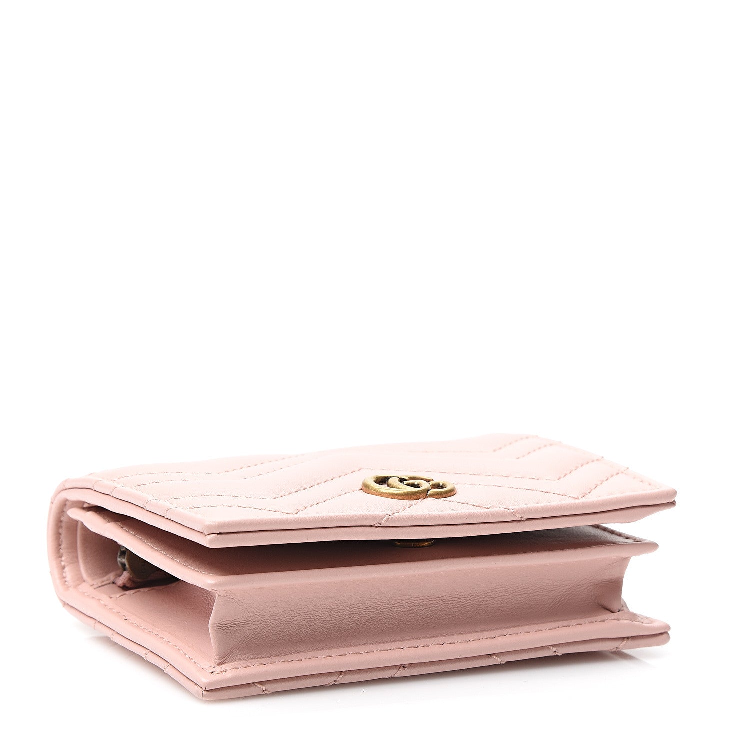 Gucci Calfskin Matelasse GG Marmont Card Case Wallet Perfect Pink 3 of 6