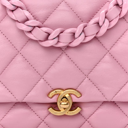 Chanel Lambskin Quilted Small Lacquered Chain Flap Pink 8 of 10