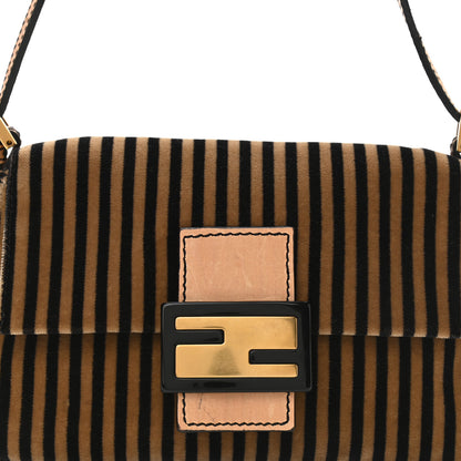 Fendi Velvet Striped Mini Mama Black Beige 9 of 12