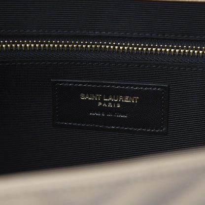 Saint Laurent Grain De Poudre Matelasse Chevron Large Monogram Satchel Dark Beige 6 of 10