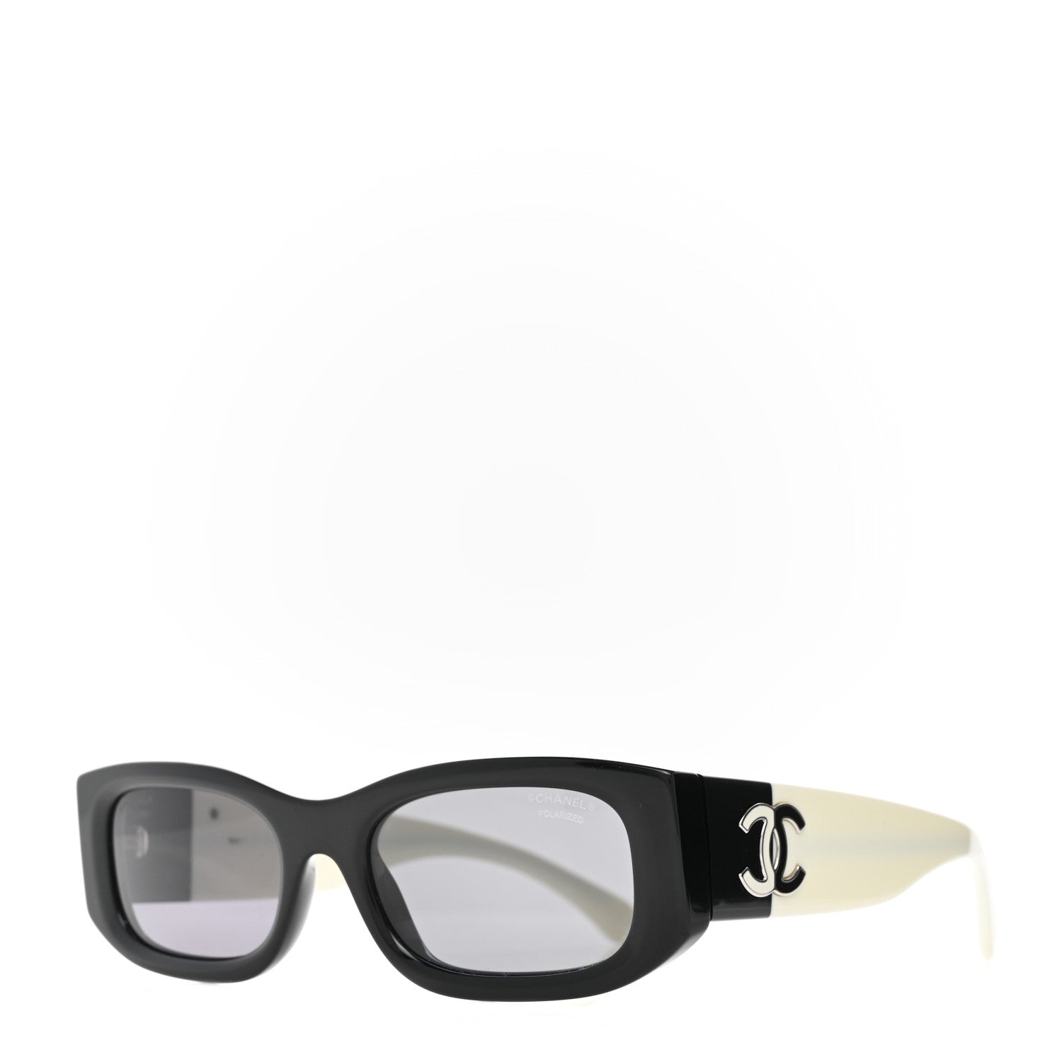 Chanel Acetate Rectangle Sunglasses 5525 Black White 1 of 8