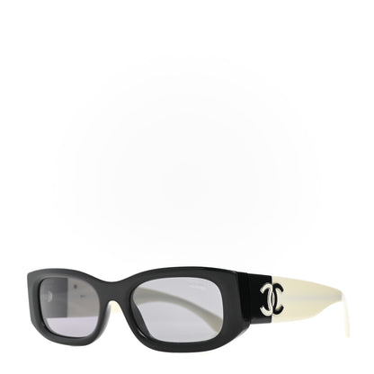 Chanel Acetate Rectangle Sunglasses 5525 Black White 1 of 8
