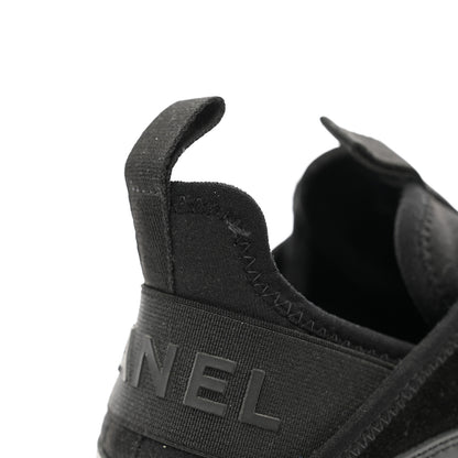 Chanel Velvet Calfskin Mixed Fibers CC Sneakers 36.5 Black 9 of 10
