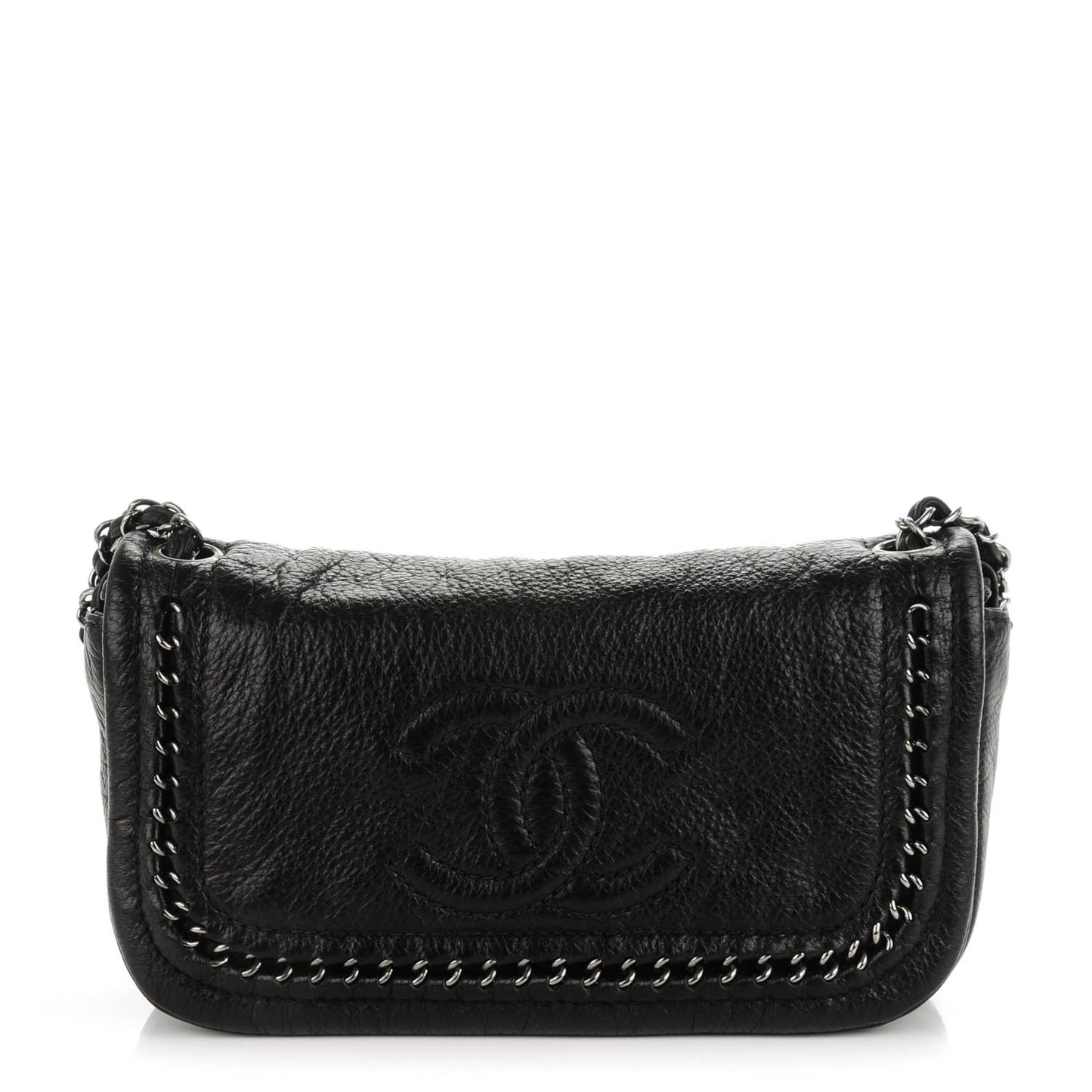 Deerskin Small Luxe Ligne Flap Black