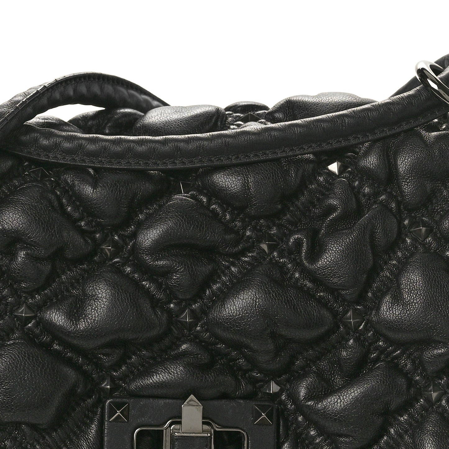 Nappa Medium Spikeme Shoulder Bag Black