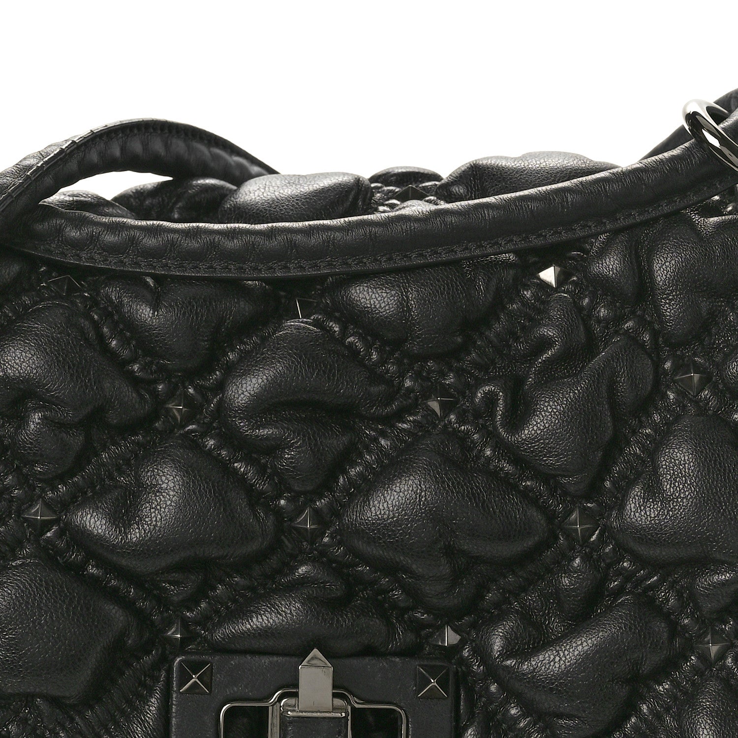 Valentino Garavani Nappa Medium Spikeme Shoulder Bag Black 7 of 9