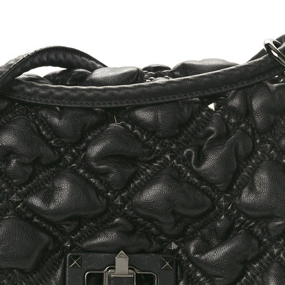 Valentino Garavani Nappa Medium Spikeme Shoulder Bag Black 7 of 9