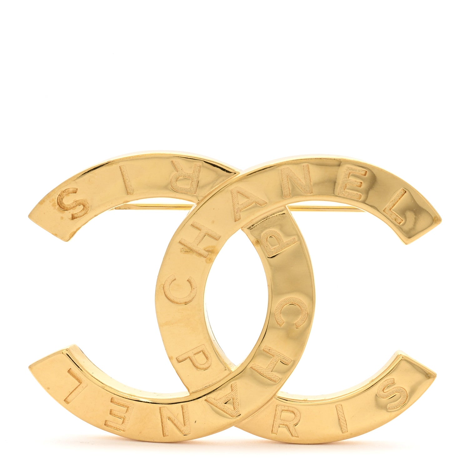 Chanel Metal Paris Button CC Large Brooch Gold 1 of 3
