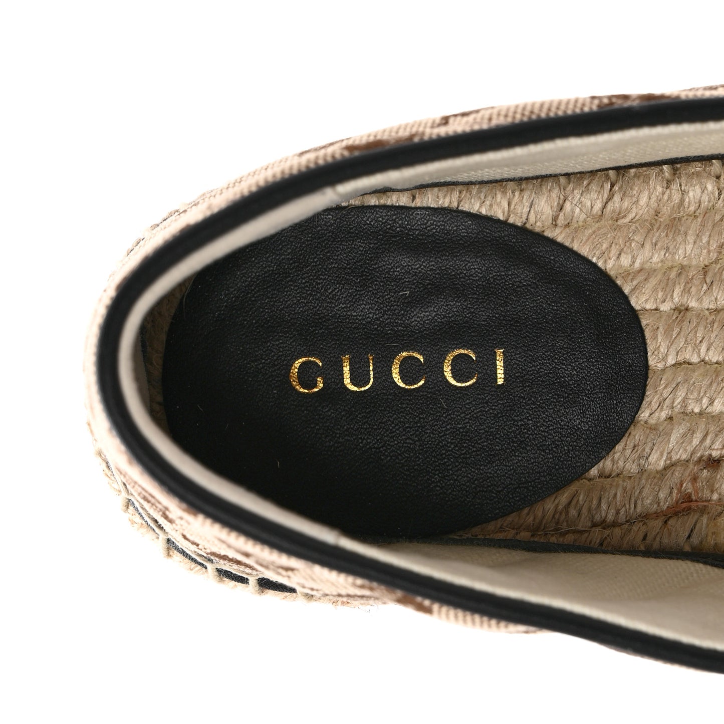 Monogram Matelasse Diagonal GG Marmont Espadrilles 36.5 Beige Ebony Black