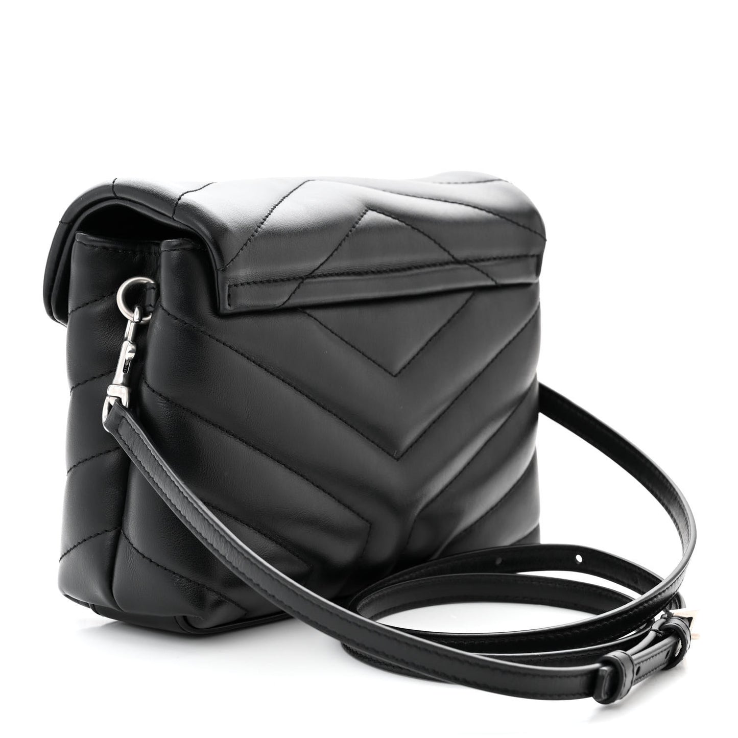 Calfskin Y Quilted Monogram Toy Loulou Crossbody Bag Black