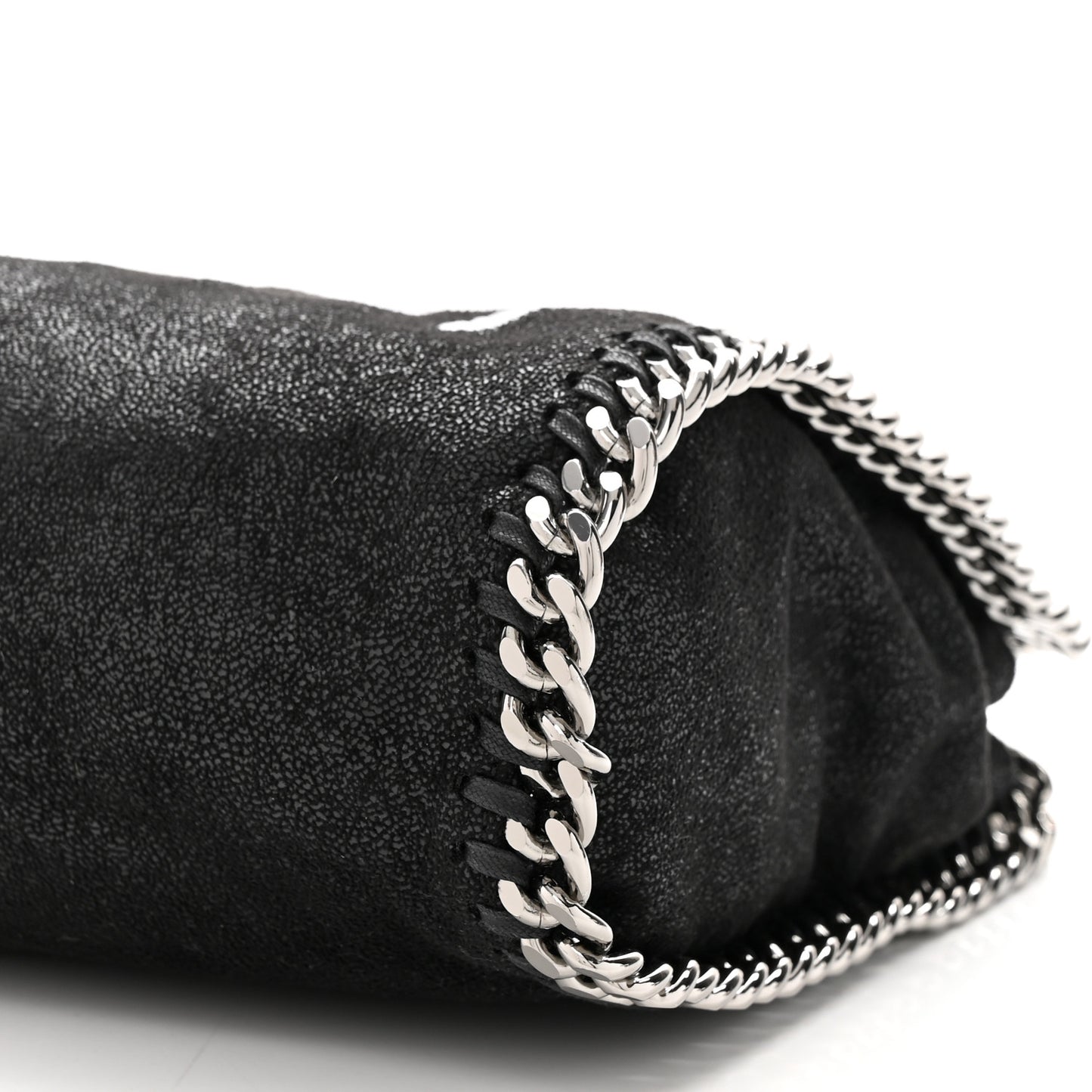 X ED CURTIS Shaggy Deer Logo Embroidered Mini Falabella Fold Over Tote Black