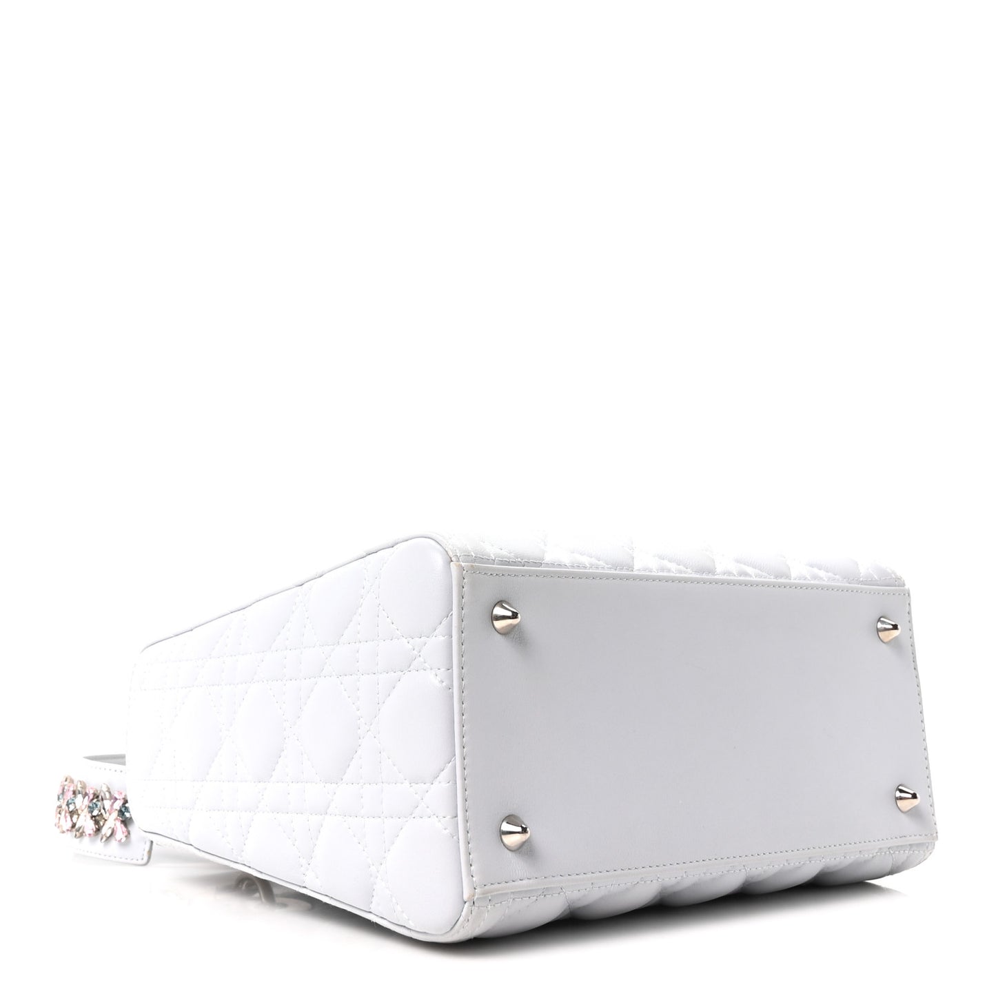 Lambskin Cannage Medium Lady Dior Crystal Strap Light Blue