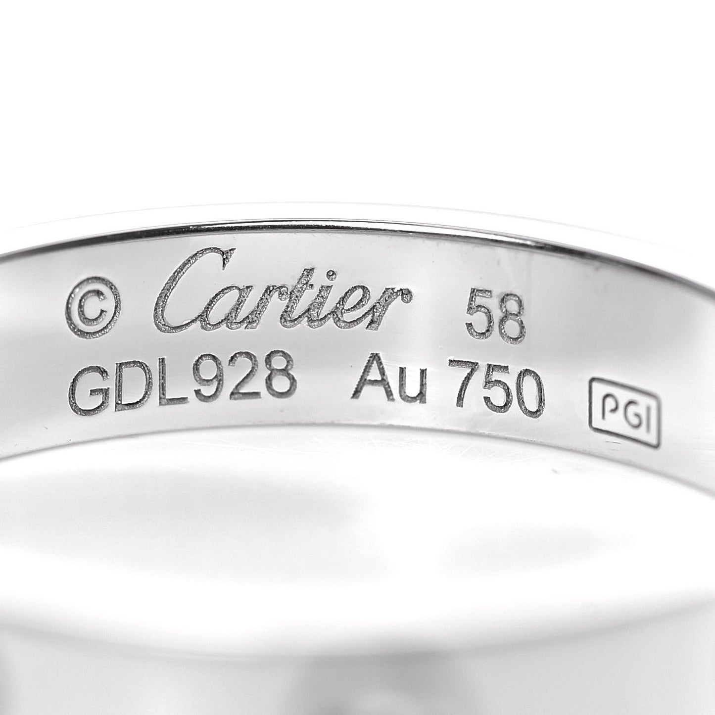 18K White Gold Diamond 4mm LOVE Wedding Band Ring 58 8.25