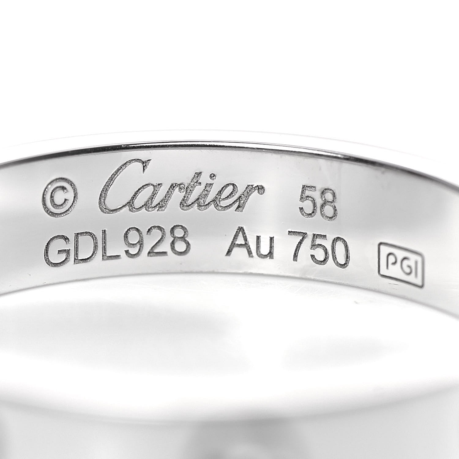 Cartier 18K White Gold Diamond 4mm LOVE Wedding Band Ring 58 8.25 4 of 6