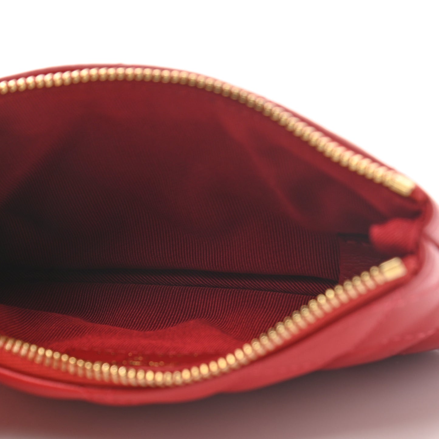 Lambskin Quilted Small Cosmetic Case Red