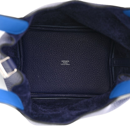 Hermes Taurillon Clemence Swift Eclat Picotin Lock 18 PM Bleu Encre Bleu Zellige 5 of 13