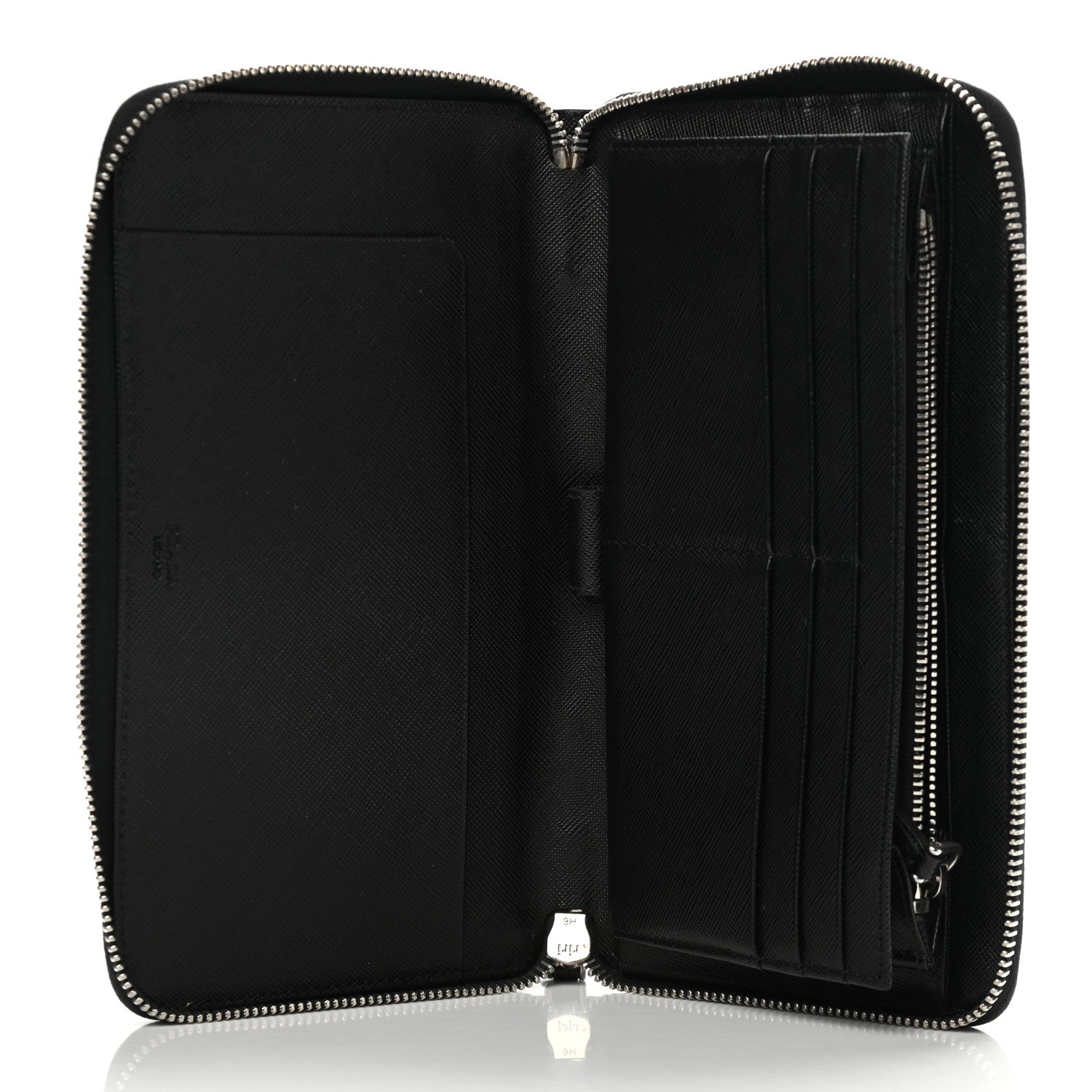 Prada Saffiano Triangle Zip Around Wallet Black 5 of 9