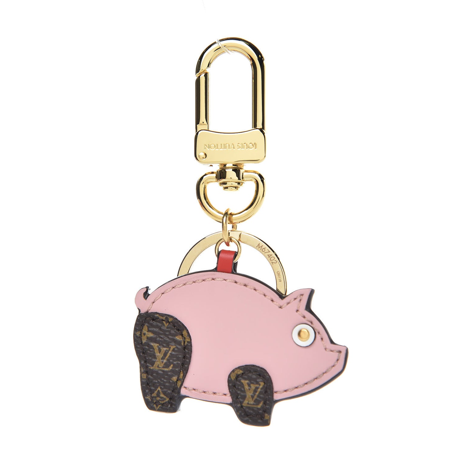 Calfskin Superstition Pig Bag Charm Key Holder Rose