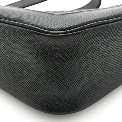 Prada Saffiano Cuir Triangle Logo Embossed Triangle Wristlet Black 7 of 8