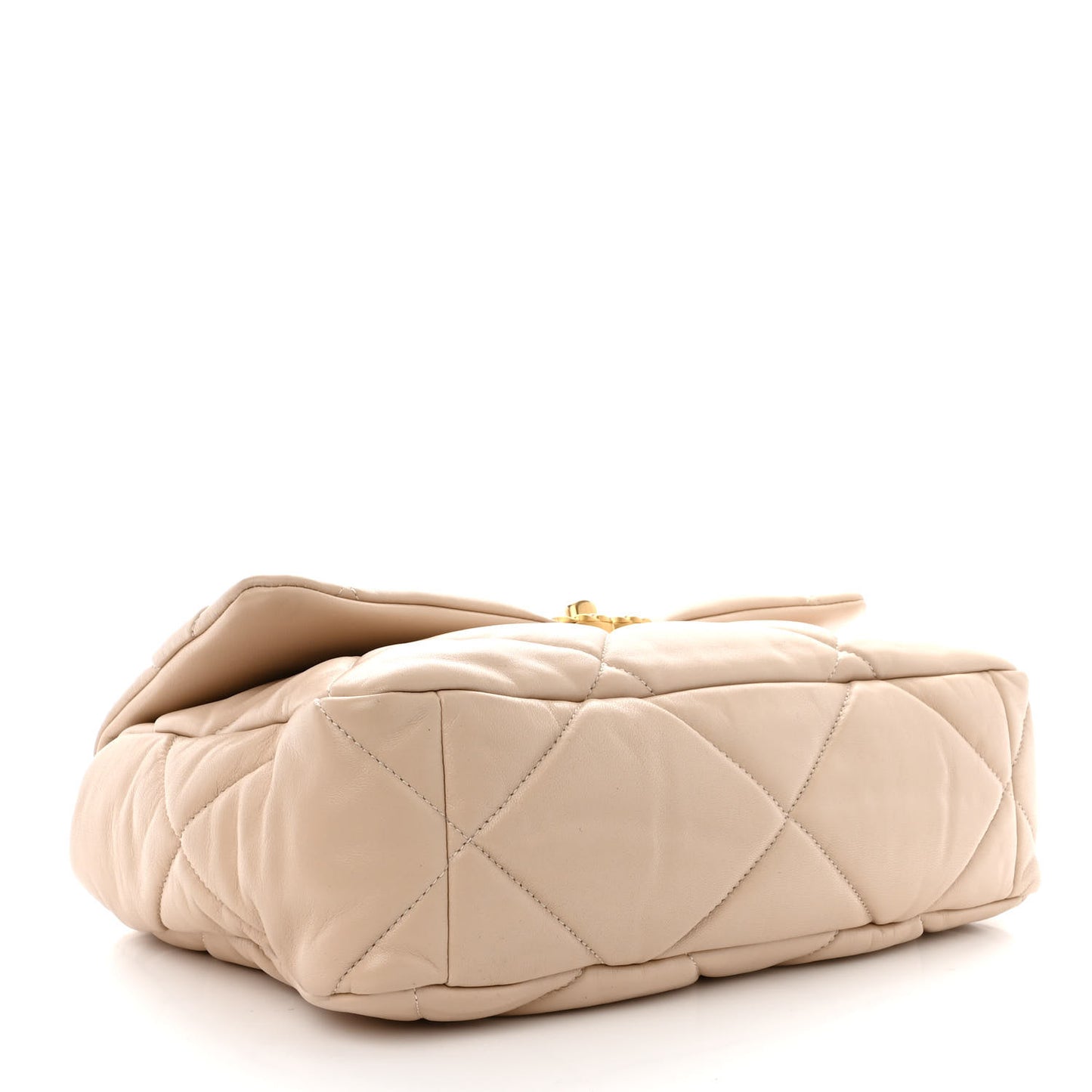 Lambskin Quilted Large Chanel 19 Flap Beige