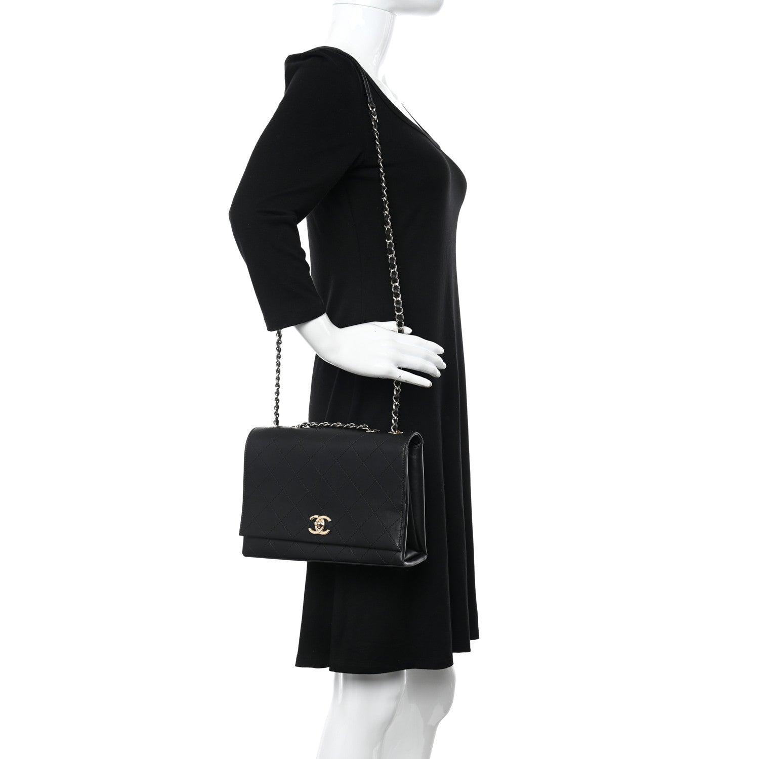 Chanel Calfskin Stitched Large Flap Black 2 of 10