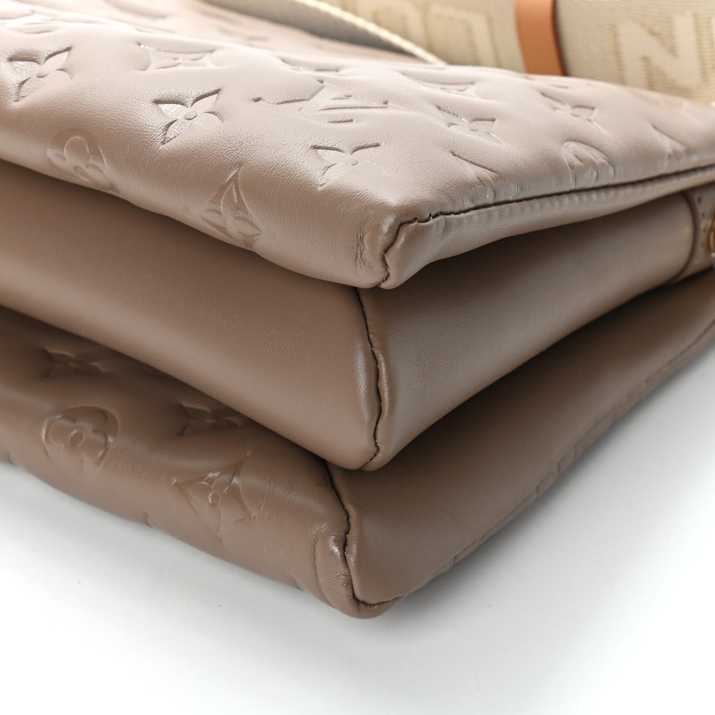 Lambskin Embossed Monogram Coussin PM Taupe