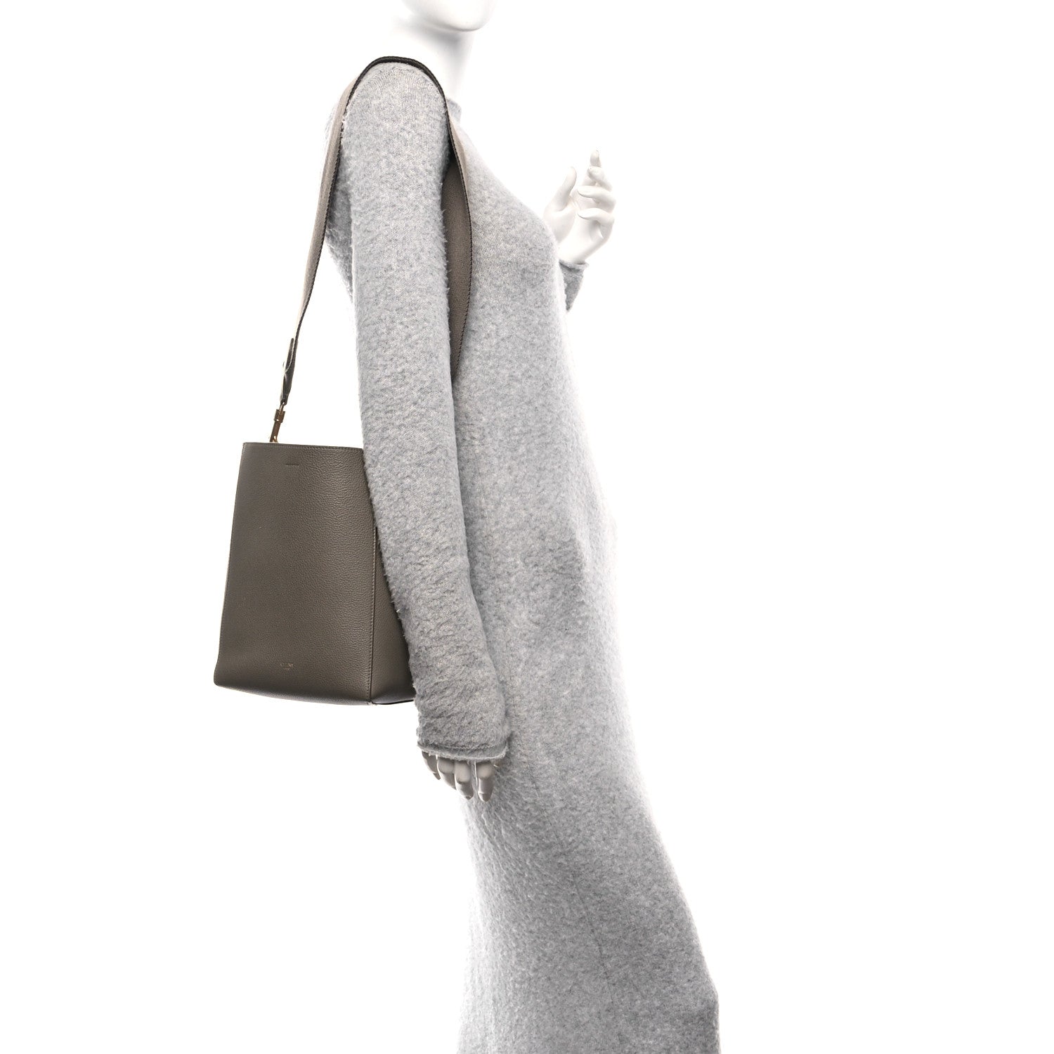 Celine Soft Grained Calfskin Small Sangle Bucket Bag Taupe 2 of 12