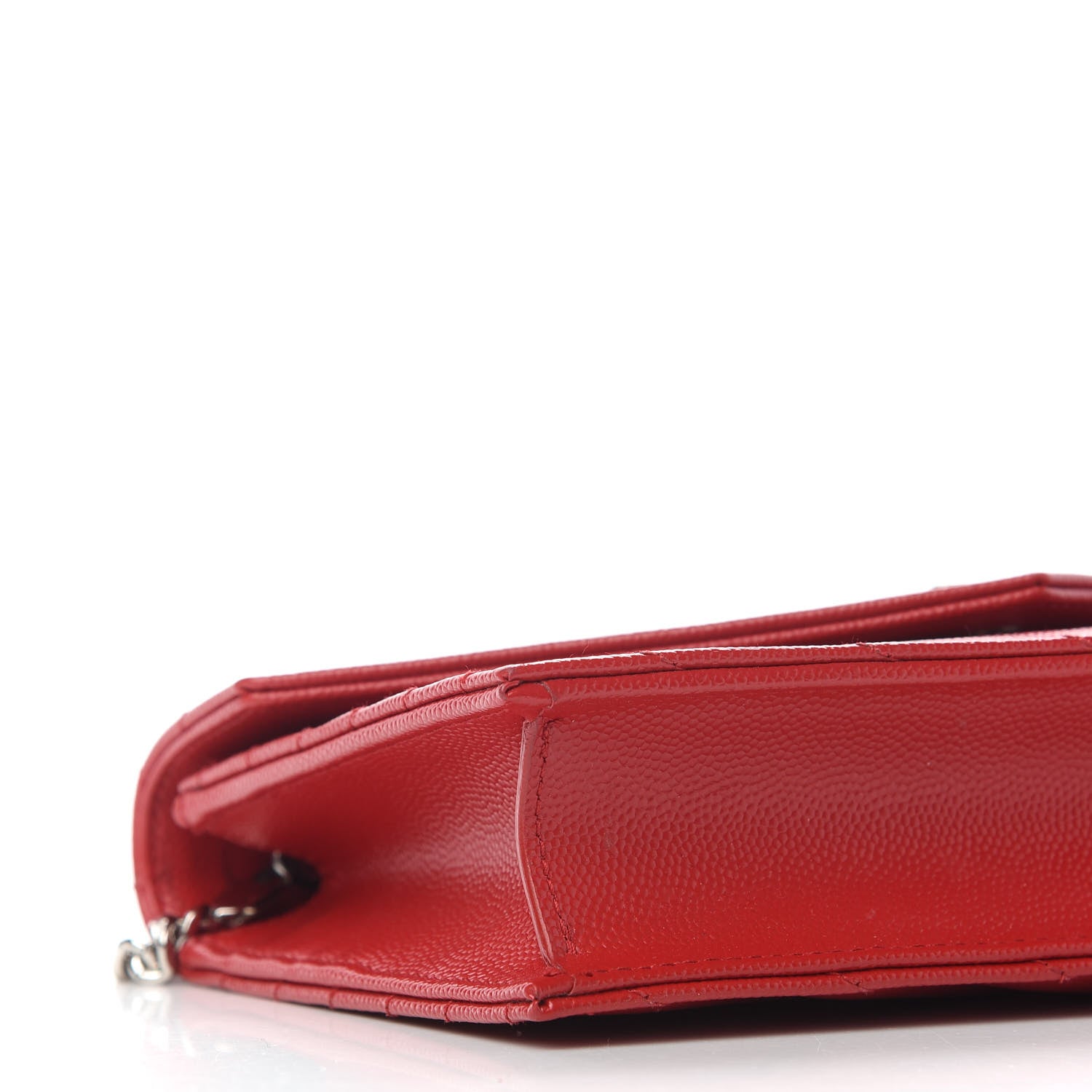 Saint Laurent Grain De Poudre Matelasse Chevron Monogram Envelope Chain Wallet Eros Rouge 7 of 9