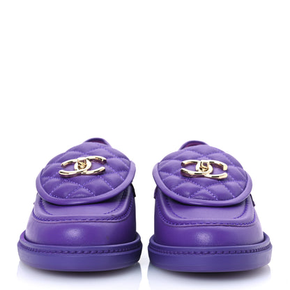 Chanel Lambskin Quilted CC Turnlock Loafers 37 Purple 3 of 13