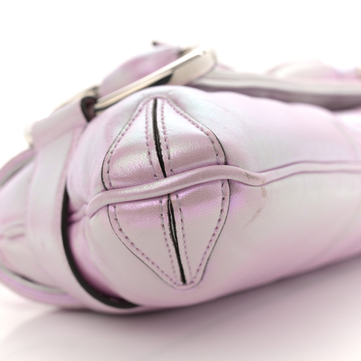Gucci Iridescent Nappa Vertical Matelasse Medium Maxi Horsebit Chain Shoulder Bag Escape Pink 9 of 14