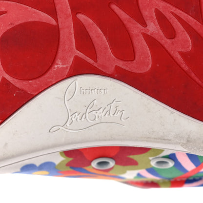Christian Louboutin Calfskin Patent Satin Crepe Sneakers 38.5 White Multicolor 6 of 8