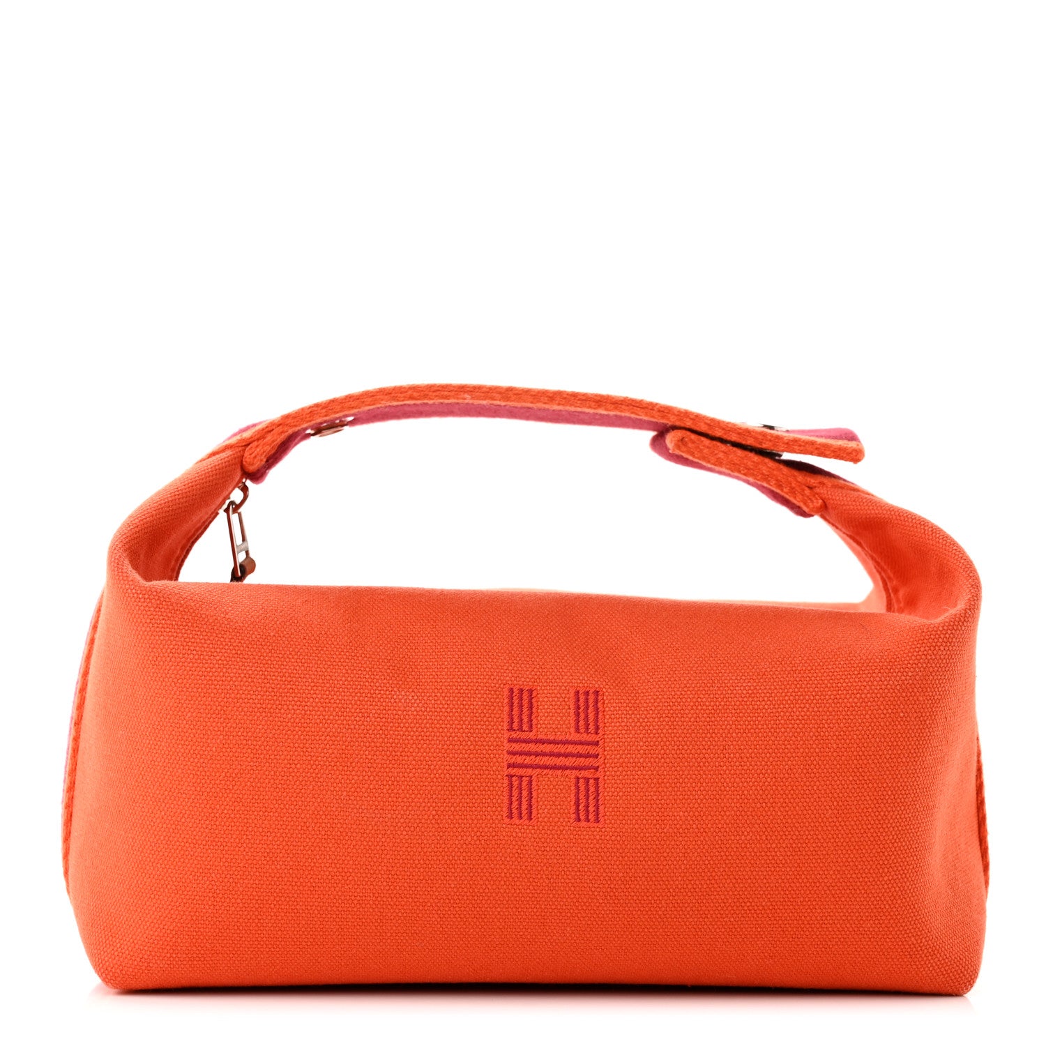 Hermes Canvas Small Bride-A-Brac Pouch Orange Burgundy 1 of 12