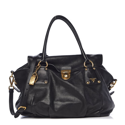 Prada Cervo Shine Shoulder Bag Black 1 of 18