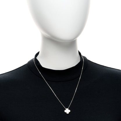 Van Cleef & Arpels 18K White Gold Mother Of Pearl Vintage Alhambra Pendant Necklace 2 of 4