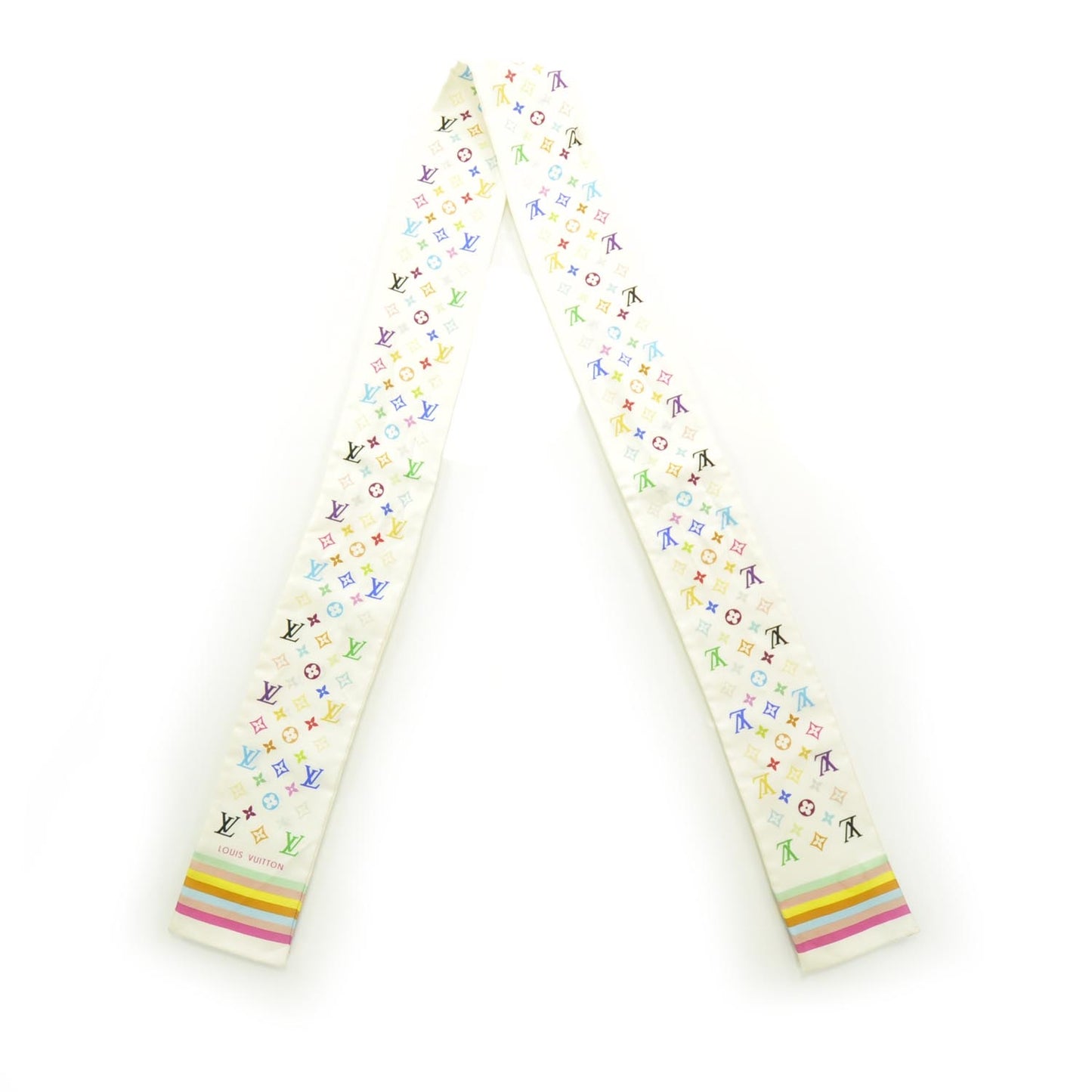Silk Monogram Multicolor Bandeau White