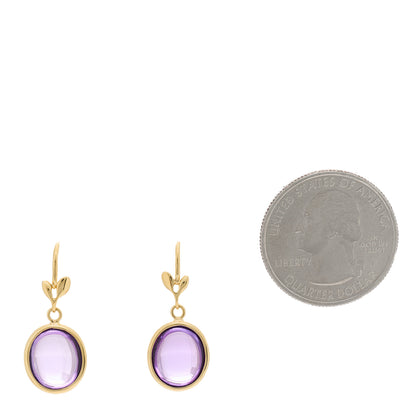 Tiffany 18K Yellow Gold Amethyst Paloma Picasso Olive Leaf Drop Earrings 2 of 5
