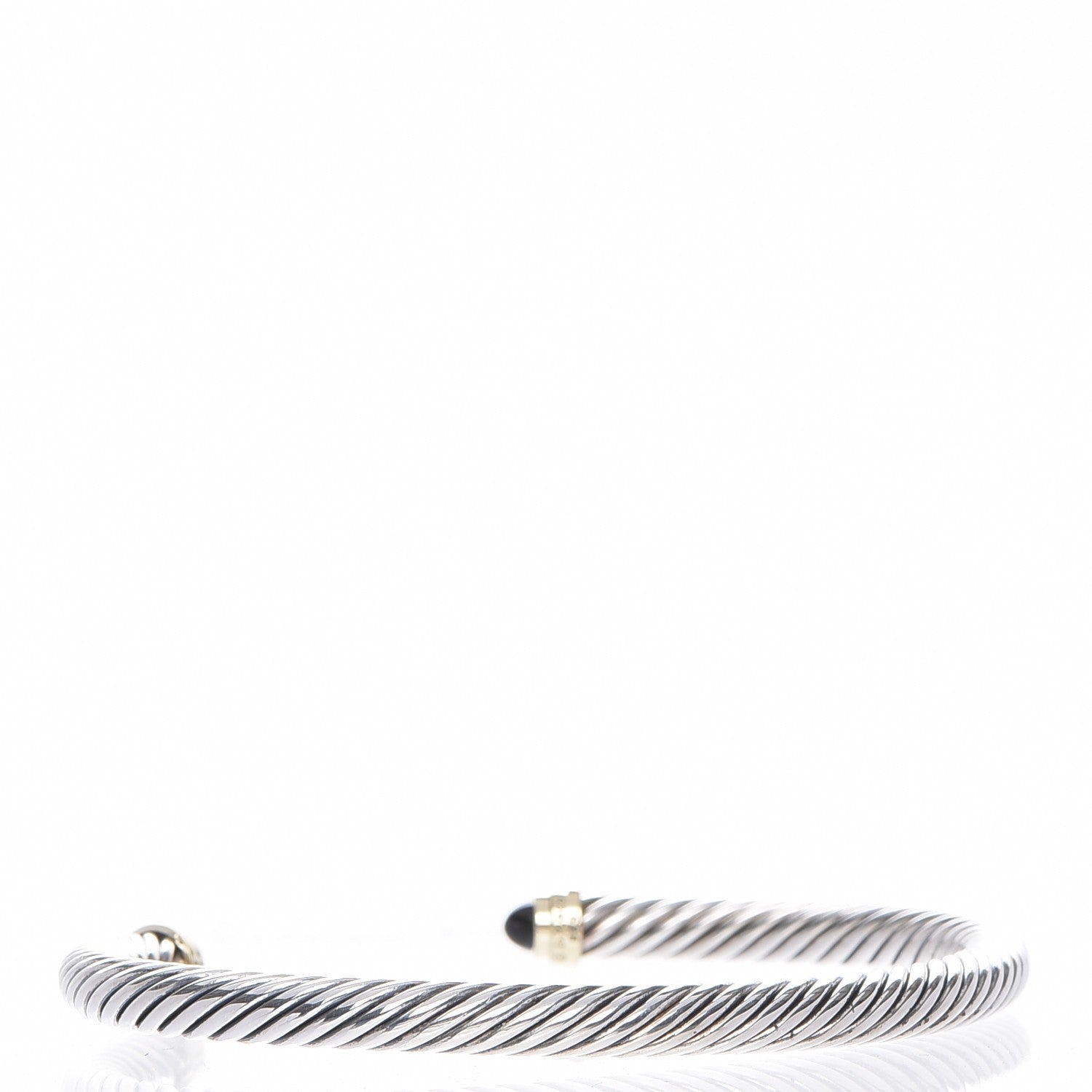David Yurman Sterling Silver 14K Yellow Gold Black Onyx 5mm Cable Classics Petite Color Bracelet 3 of 5