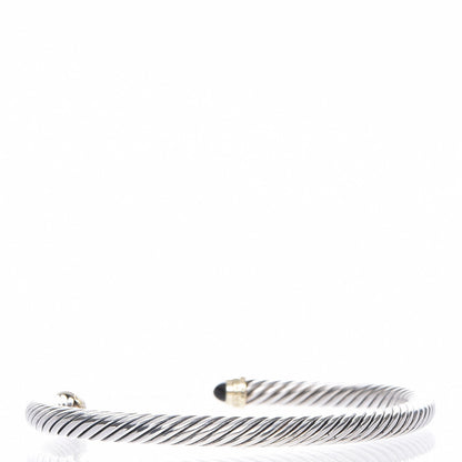 David Yurman Sterling Silver 14K Yellow Gold Black Onyx 5mm Cable Classics Petite Color Bracelet 3 of 5