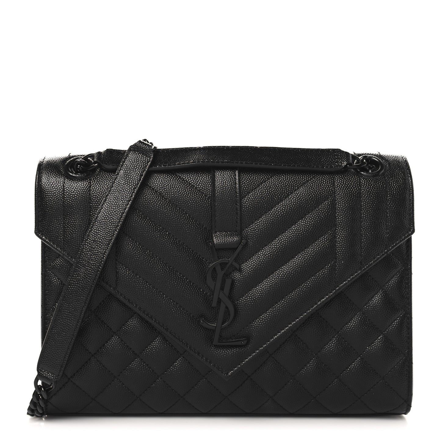 Grain De Poudre Textured Mixed Matelasse Triquilt Medium Monogram Monochrome Satchel Black