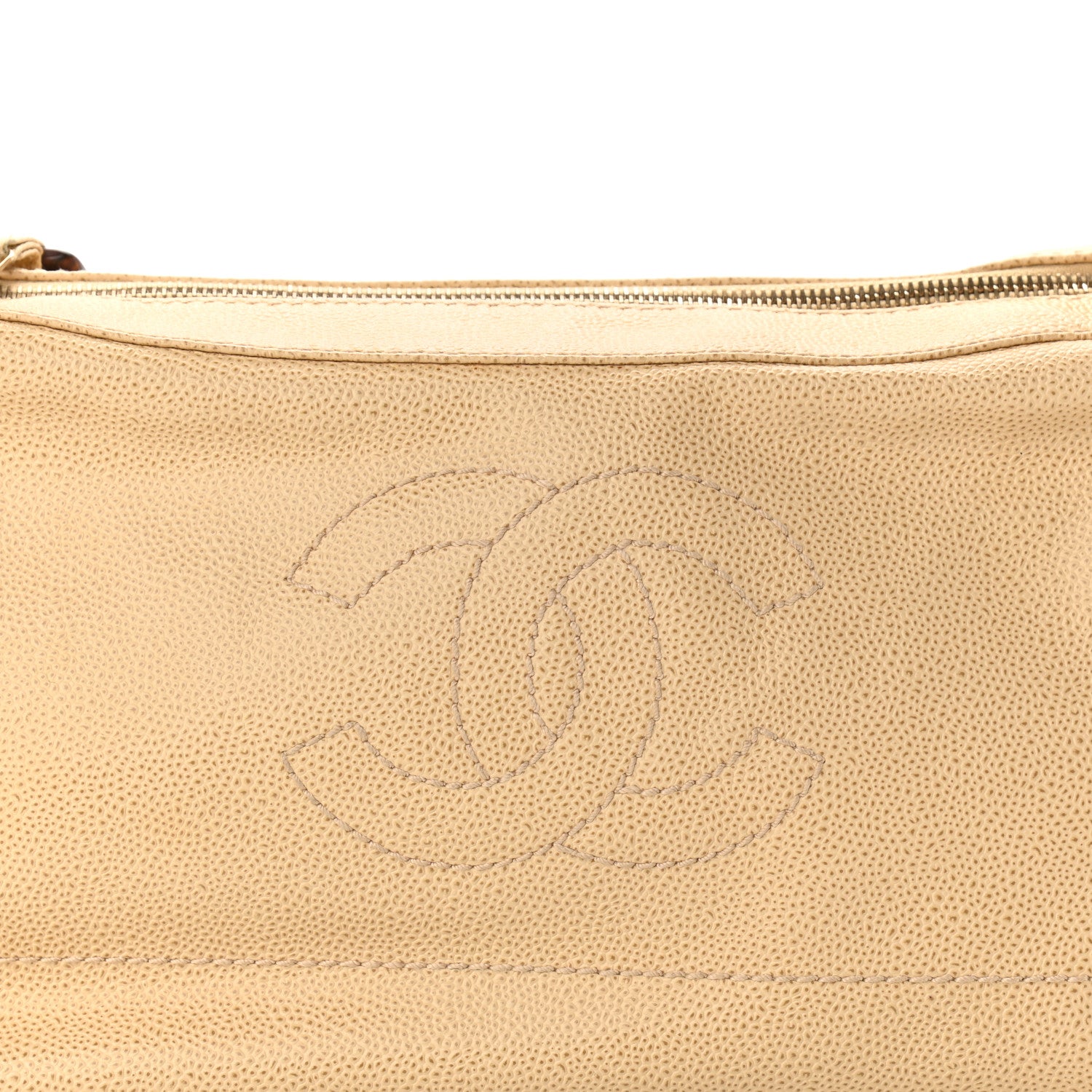 Chanel Caviar CC Wood Chain Hobo Beige 8 of 11