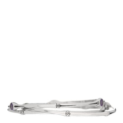 John Hardy Sterling Silver Amethyst Bamboo Bangle Bracelet Set of 3 3 of 4
