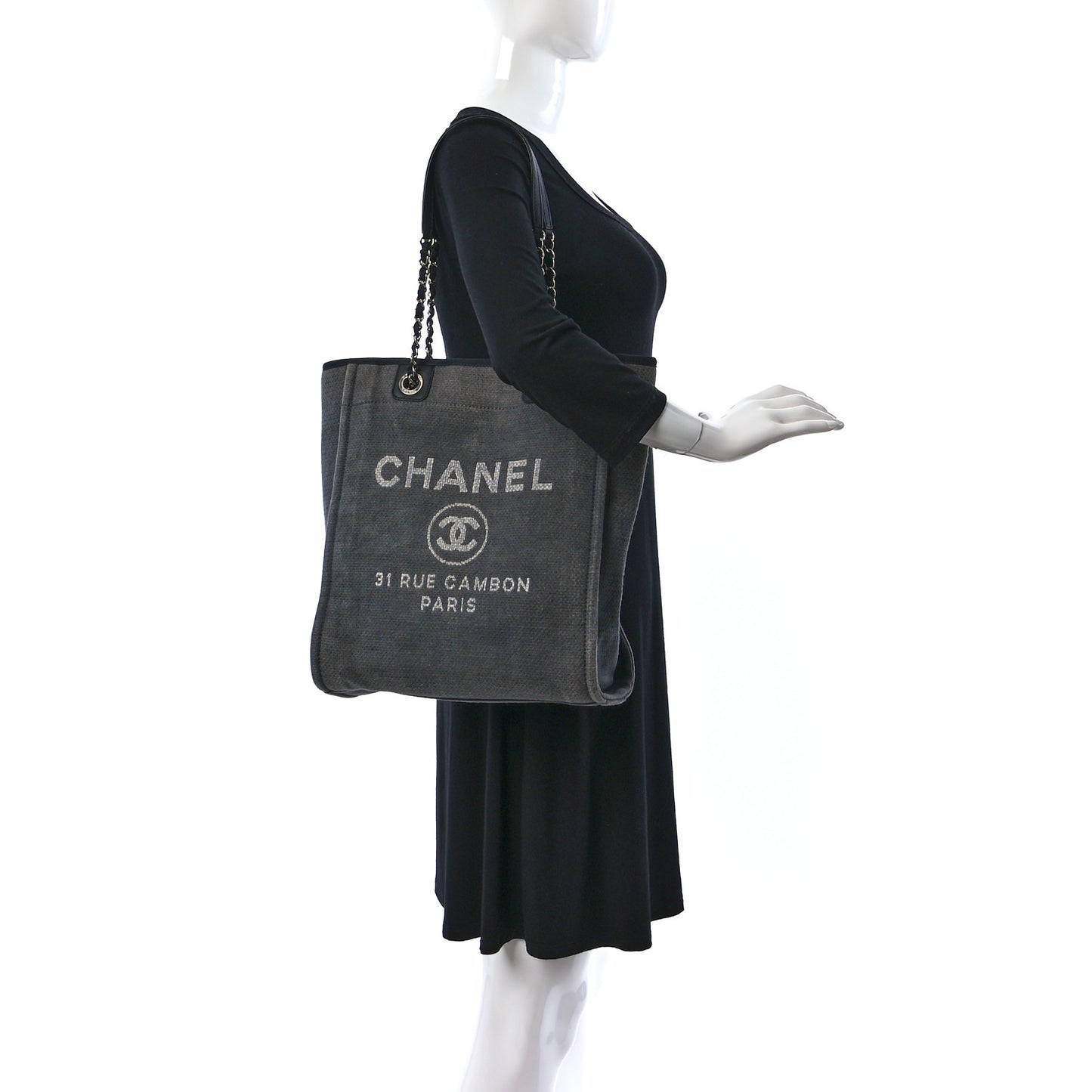 Canvas Mini Deauville Tote Dark Grey