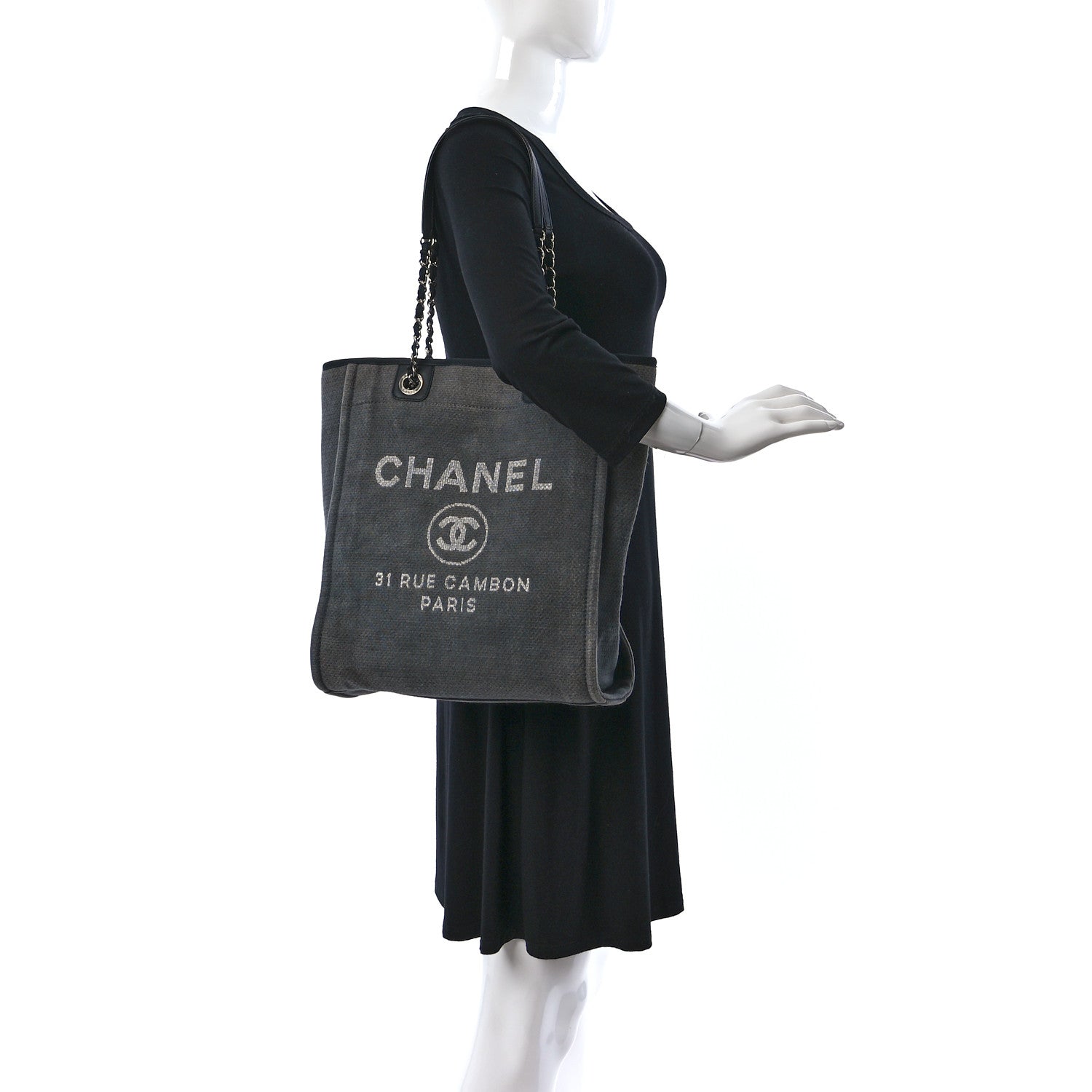 Chanel Canvas Mini Deauville Tote Dark Grey 2 of 11