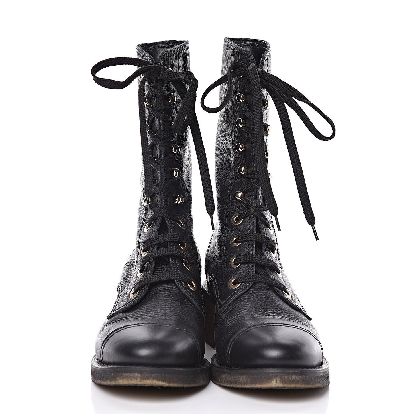 Calfskin CC Combat Boots 38.5 Black