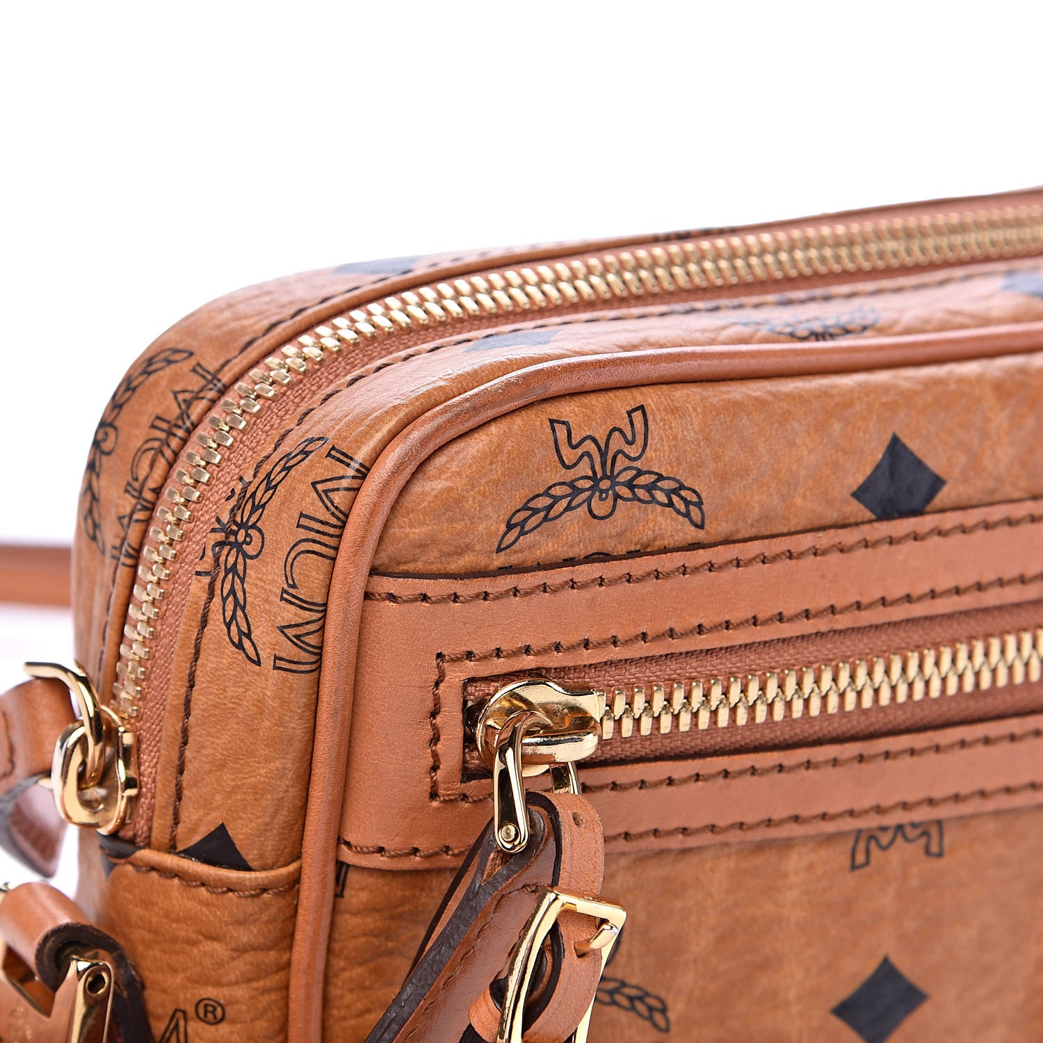 MCM Visetos Small Heritage Line Camera Crossbody Bag Cognac 8 of 15